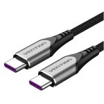 Vention USB-C 3.1/M -> USB-C 3.1/M, (szövet, szürke), 1,5m, kábel