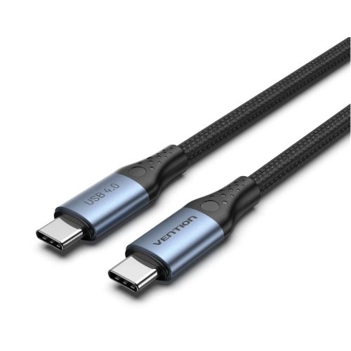 Vention USB-C 4.0/M -> USB-C 4.0/M,  (szövet,5A,alu, szürke), 1m, kábel