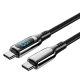 Vention USB-C 2.0/M, 1,2m, (szövet,5A,fekete, LED kijelzővel), kábel