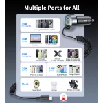 Choetech USB-C*2+A (65W,3-portos, autós, gyorstöltő), töltő