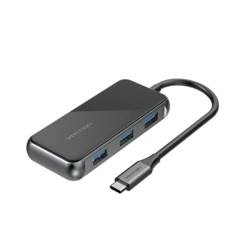 Vention USB-C -> HDMI/ USB3.0*3/PD (0,15m, szürke, tükrös felületű), Dokkoló