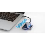 Vention USB-C -> HDMI/ USB3.0*3/PD (0,15m, szürke, tükrös felületű), Dokkoló