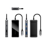 Vention USB-C -> HDMI/USB 3.0x3/SD/TF/PD (0,15m, szürke, tükrös felületű), Dokkoló