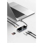 Vention USB-C -> HDMI/USB 3.0x3/SD/TF/PD (0,15m, szürke, tükrös felületű), Dokkoló