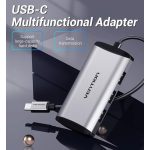 Vention USB-C -> USB3.0*4/Micro USB 0,15m (szürke fémszerű), Hub