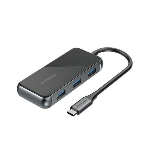 Vention USB-C -> HDMI/USB3.0*3/PD (0,15m Szürke Aluminum Ötvözet), Dokkoló