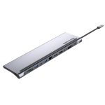 Vention USB-C -> DP/HDMI/VGA/USB-C Gen 1/USB 3.0x2/USB 2.0/RJ45/SD/TF/TRRS 3.5mm/PD, 0,25m (12 az 1-ben, szürke aluminum ötvözet), Dokkoló