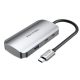 Vention USB-C -> USB-C Gen 1/USB3.0x3/PD  (0,15m Szürke Aluminum Ötvözet), Hub