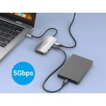 Vention USB-C -> USB-C Gen 1/USB3.0x3/PD  (0,15m Szürke Aluminum Ötvözet), Hub