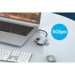 Vention USB-C -> USB3.0x3/RJ45/PD  (0,15m Szürke Aluminum Ötvözet), Hub