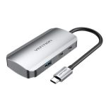 Vention USB-C -> USB3.0x3/SD/TF/PD (0,15m Szürke Aluminum Ötvözet), Hub