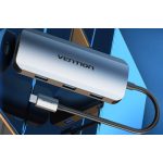 Vention USB-C -> HDMI/USB-C Gen 1/USB 3.0x3/PD (0,15m Szürke Aluminum Ötvözet), Dokkoló