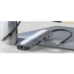 Vention USB-C -> HDMI/USB3.0x3/RJ45/SD/TF/TRRS 3.5mm/PD (0,15m Szürke Aluminum Ötvözet), Dokkoló