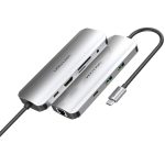 Vention USB-C -> HDMI/USB-C Gen 1/USB3.0x2/RJ45/SD/TF/TRRS 3.5mm/PD (0,15m Szürke Aluminum Ötvözet), Dokkoló