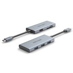 Vention USB-C -> HDMI/USB 3.0x3/SD/TF (0,15m Szürke Aluminum Ötvözet), Dokkoló