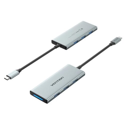 Vention USB-C -> HDMI/USB 3.0x3/SD/TF/PD (0,15m Szürke Aluminum Ötvözet) Dokkoló