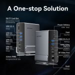 Vention USB-C -> Displayport/HDMI x 2/USB 3.2 Gen 2 USB-C/USB 3.2 Gen 2 Type-A x 2/USB 3.2 Gen 1 USB-C/USB 3.0/USB 2.0 x 2/RJ45/SD/TF/3.5mm TRRS/PD MST  (0,15m Szürke Aluminum Ötvözet) Dokkoló