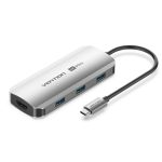 Vention USB-C -> HDMI/USB 3.0 x3/PD (0,15m Szürke Aluminum Ötvözet) Dokkoló
