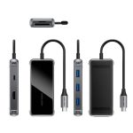 Vention USB-C -> HDMI/USB-C Gen 1/USB 3.0 x 2/RJ45/SD/TF/TRRS 3.5mm/PD (0,15m Szürke Aluminum Ötvözet) Dokkoló