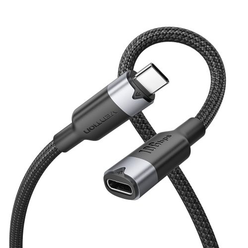 Vention USB-C 3.2/M -> USB-C 3.2/F, 0,5m,(hosszabbító, fekete, Gen2, 10Gbps), kábel