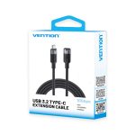 Vention USB-C 3.2/M -> USB-C 3.2/F, 1m,(hosszabbító, fekete, Gen2, 10Gbps), kábel