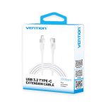 Vention USB-C 3.2/M -> USB-C 3.2/F, 0,5m,(hosszabbító, fehér, Gen2, 10Gbps), kábel