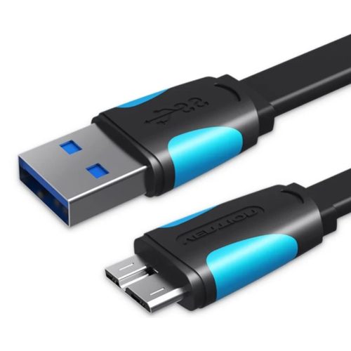 Vention USB-A 3.0/M -> Micro USB-B,  ( lapos,fekete),  0,2m, kábel