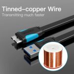 Vention USB-A 3.0/M -> Micro USB-B,  ( lapos,fekete),  0,2m, kábel