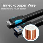 Vention USB-A 3.0/M -> Micro USB-B,  ( lapos,fekete),  0,5m, kábel