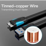 Vention USB-A 3.0/M -> Micro USB-B,  ( lapos,fekete), 1m, kábel