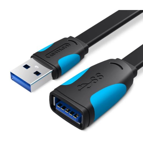 Vention USB 3.0,  (hosszabbító, lapos, fekete), 1m, kábel