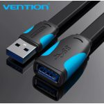 Vention USB 3.0,  (hosszabbító, lapos, fekete), 1m, kábel
