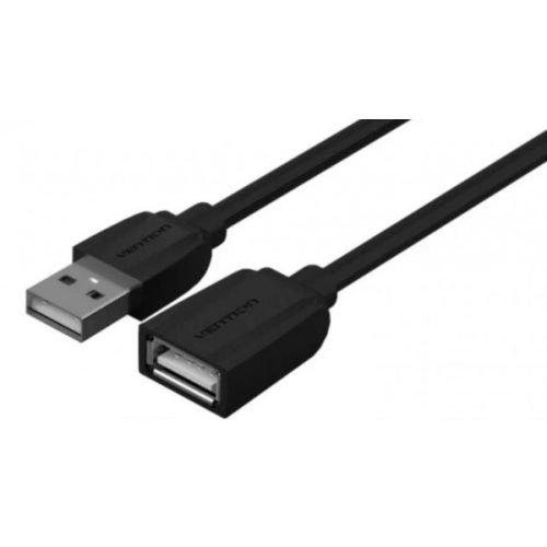 Vention USB-A 2.0/M -> USB-A 2.0/F  (hosszabbító,PVC,fekete), 0,5m, kábel