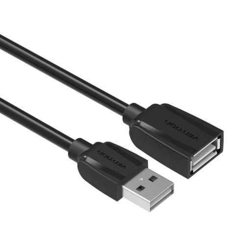 Vention USB-A 2.0/M -> USB-A 2.0/F  (hosszabbító,PVC,fekete), 1m, kábel