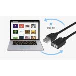 Vention USB-A 2.0/M -> USB-A 2.0/F  (hosszabbító,PVC,fekete), 1m, kábel