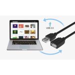 Vention USB-A 2.0/M -> USB-A 2.0/F  (hosszabbító,PVC,fekete), 3m, kábel