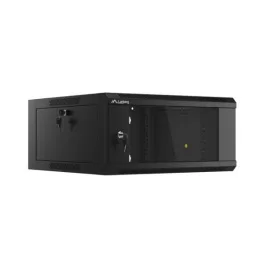   Lanberg WAFA-5604-10B 19 12U SZÉL:570mm MÉLY:600mm MAG:277mm összeszerelt üvegajtós fekete fali rack szekrény