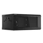 Lanberg WF01-6404-10B 19 4U SZÉL:600mm MÉLY:450mm MAG:290mm lapraszerelt üvegajtós fekete fali rack szekrény