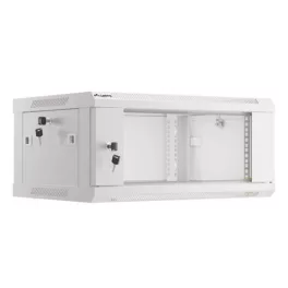   Lanberg WF01-6404-10S 19 4U SZÉL:600mm MÉLY:450mm MAG:290mm lapraszerelt üvegajtós szürke fali rack szekrény
