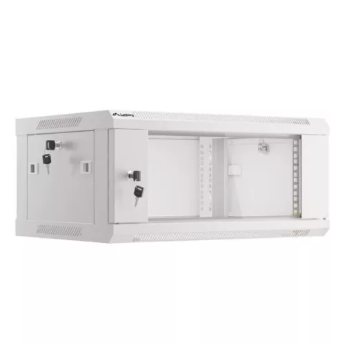 Lanberg WF01-6404-10S 19 4U SZÉL:600mm MÉLY:450mm MAG:290mm lapraszerelt üvegajtós szürke fali rack szekrény