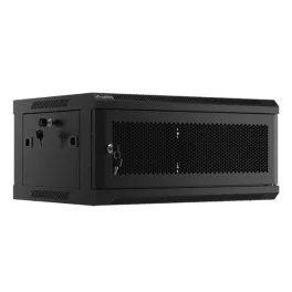  Lanberg WF01-6404-23B 19 4U SZÉL:600mm MÉLY:450mm MAG:512mm lapraszerelt perforált ajtós fekete fali rack szekrény