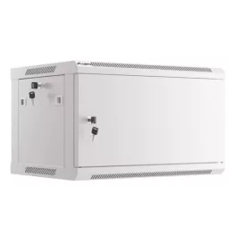   Lanberg WF01-6406-00S 19 6U SZÉL:600mm MÉLY:450mm MAG:600mm lapraszerelt fémajtós szürke fali rack szekrény