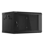 Lanberg WF01-6406-10B 19 6U SZÉL:600mm MÉLY:450mm MAG:379mm lapraszerelt üvegajtós fekete fali rack szekrény