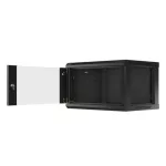 Lanberg WF01-6406-10B 19 6U SZÉL:600mm MÉLY:450mm MAG:379mm lapraszerelt üvegajtós fekete fali rack szekrény