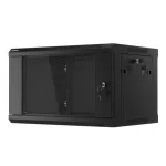Lanberg WF01-6406-10B 19 6U SZÉL:600mm MÉLY:450mm MAG:379mm lapraszerelt üvegajtós fekete fali rack szekrény