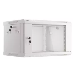   Lanberg WF01-6406-10S 19 6U SZÉL:600mm MÉLY:450mm MAG:379mm lapraszerelt üvegajtós szürke fali rack szekrény