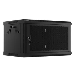   Lanberg WF01-6406-23B 19 6U SZÉL:600mm MÉLY:450mm MAG:379mm lapraszerelt perforált ajtós fekete fali rack szekrény