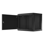 Lanberg WF01-6409-00B 19 9U SZÉL:600mm MÉLY:450mm MAG:512mm lapraszerelt fémajtós fekete fali rack szekrény