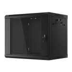 Lanberg WF01-6409-10B 19 9U SZÉL:600mm MÉLY:450mm MAG:512mm lapraszerelt üvegajtós fekete fali rack szekrény
