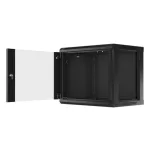 Lanberg WF01-6409-10B 19 9U SZÉL:600mm MÉLY:450mm MAG:512mm lapraszerelt üvegajtós fekete fali rack szekrény